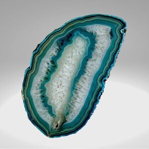 Teal lace blue Agate crystal slide.